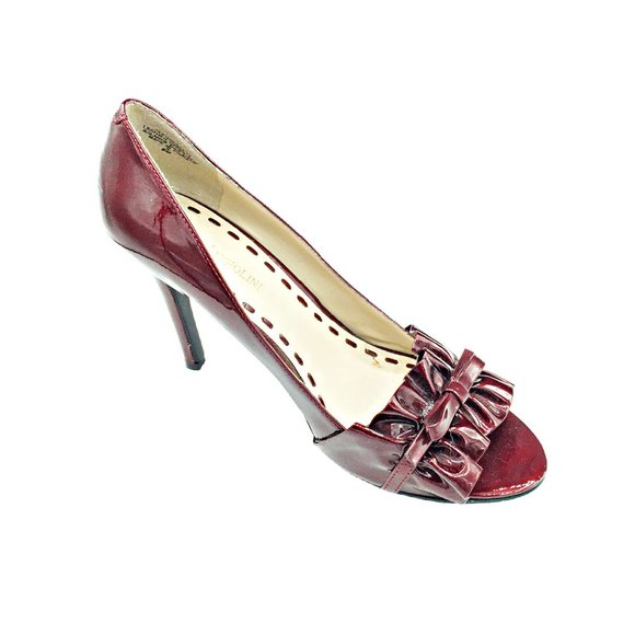 Enzo Angiolini Red Peep Toe Pump w/Ruffle 8M - Picture 3 of 5